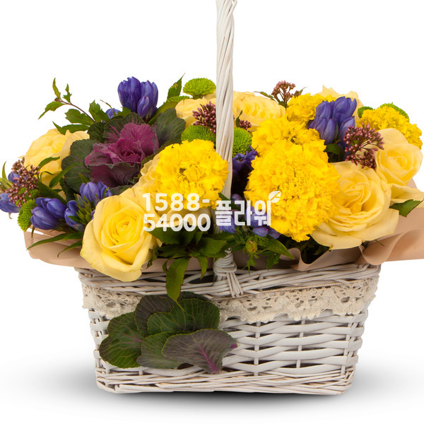 노랑혼합꽃바구니