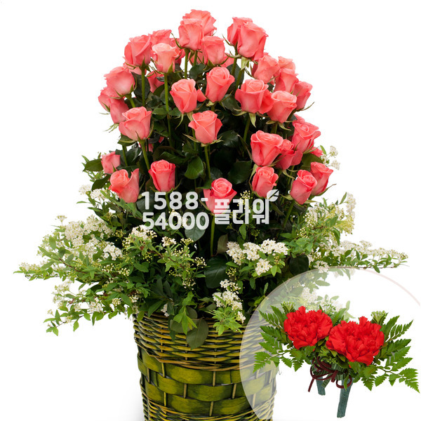 분홍장미바구니1(코사지포함)