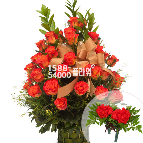 꽃바구니+코사지2개(꽃행복336호)