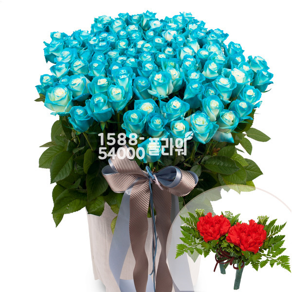 100송이파랑장미바구니1(코사포함)