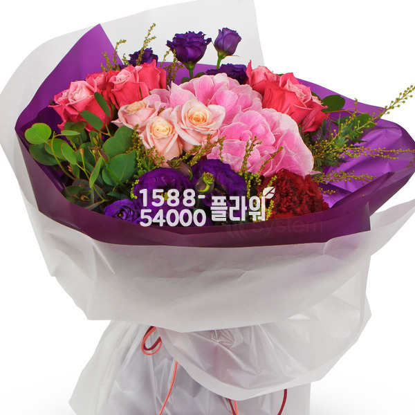 장미,수국꽃다발